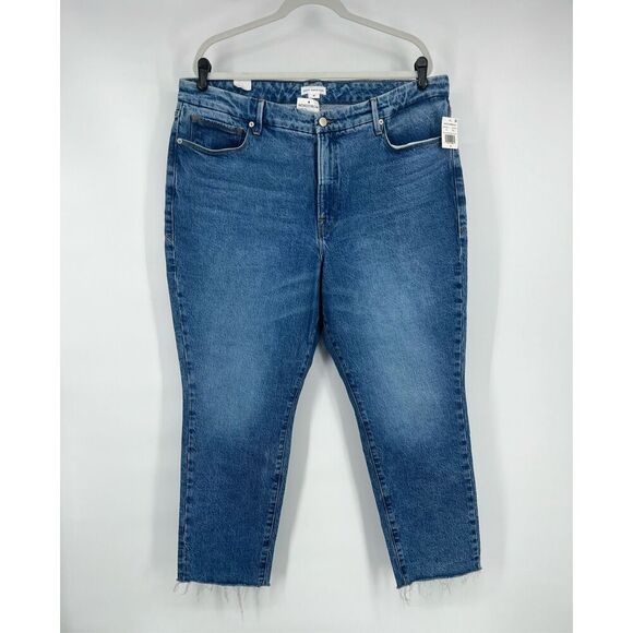 NEW Good American Good Classic High Rise Raw Hem No Gap Jeans Plus Size 18 x 28" - Picture 1 of 9